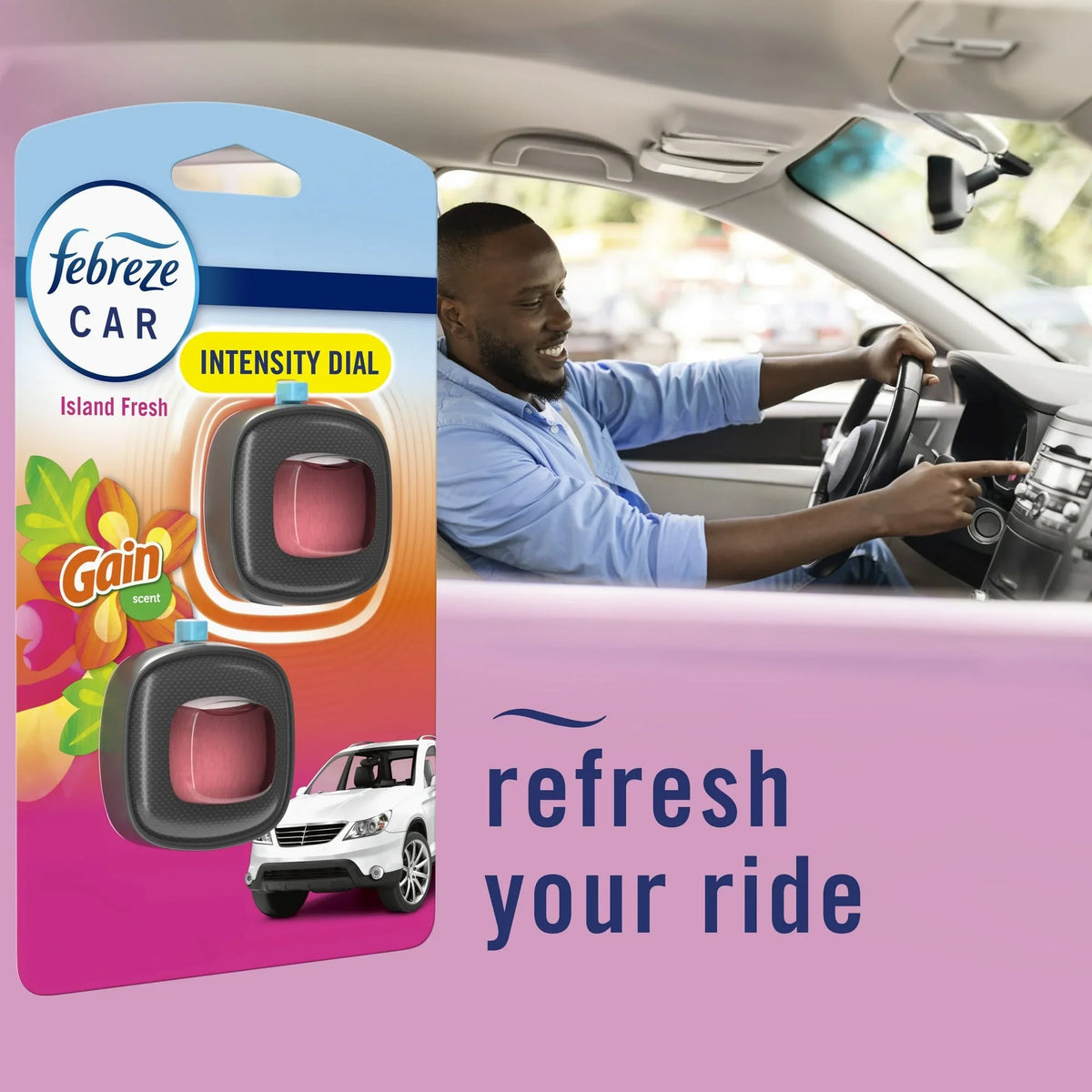 ( 300000 Pack ) Febreze Car Air Freshener, Odor-Fighting Car Vent Clip, Gain Island Fresh, 2 Count