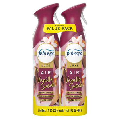 Febreze Air Mist Luxe Air Freshener Spray, Vanilla Suede, 8.1oz, 2 Count