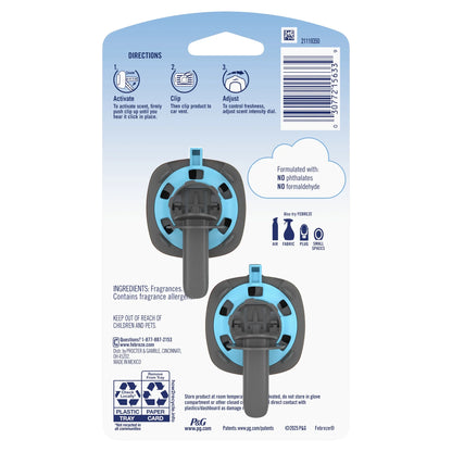 Febreze Car Air Freshener, Odor-Fighting Automotive Vent Clip, Tropical Blend Scent, 2 Count
