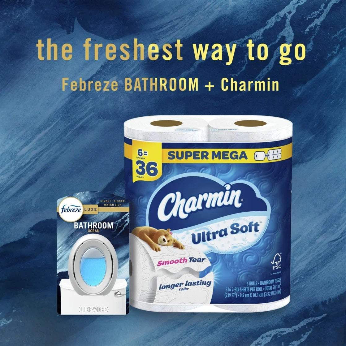 Febreze Bath Air Freshener, Odor-Fighting Ocean Scent, 2 Count