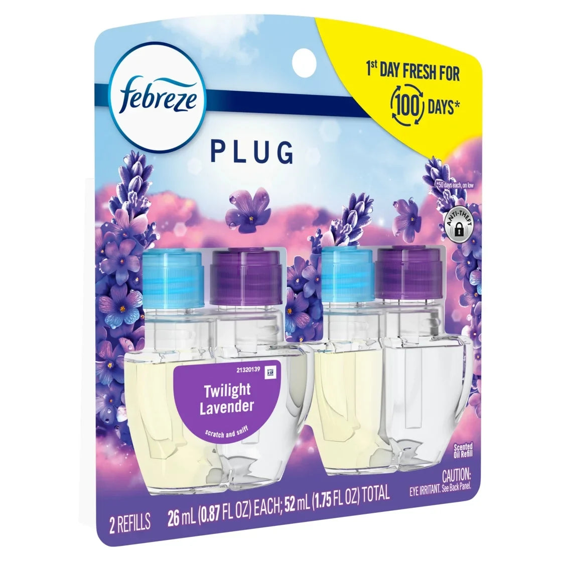 Febreze Plug In Air Freshener, Odor-Fighting Scented Oil Refill, Twilight Lavender Scent, 2 Refills