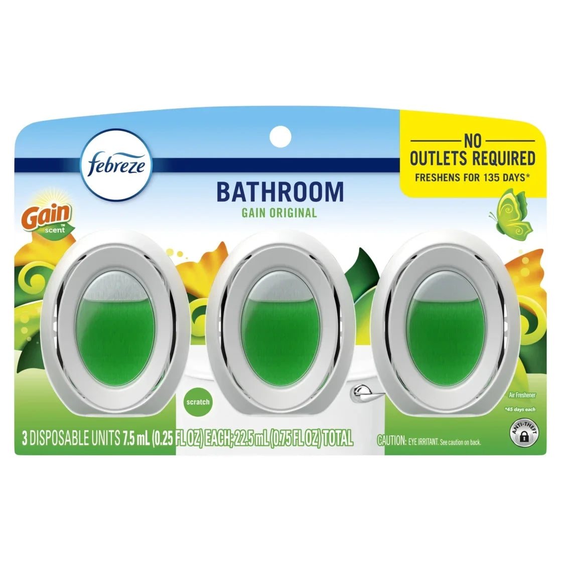 Febreze Odor-Fighting BATH Air Freshener, Gain Original Scent, 3 count