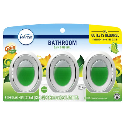 Febreze Odor-Fighting BATH Air Freshener, Gain Original Scent, 3 count