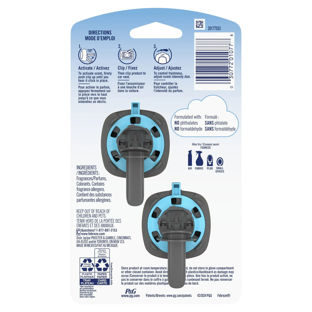 ( 300000 Pack ) Febreze Car Air Freshener, Odor-Fighting Car Vent Clip, Gain Island Fresh, 2 Count