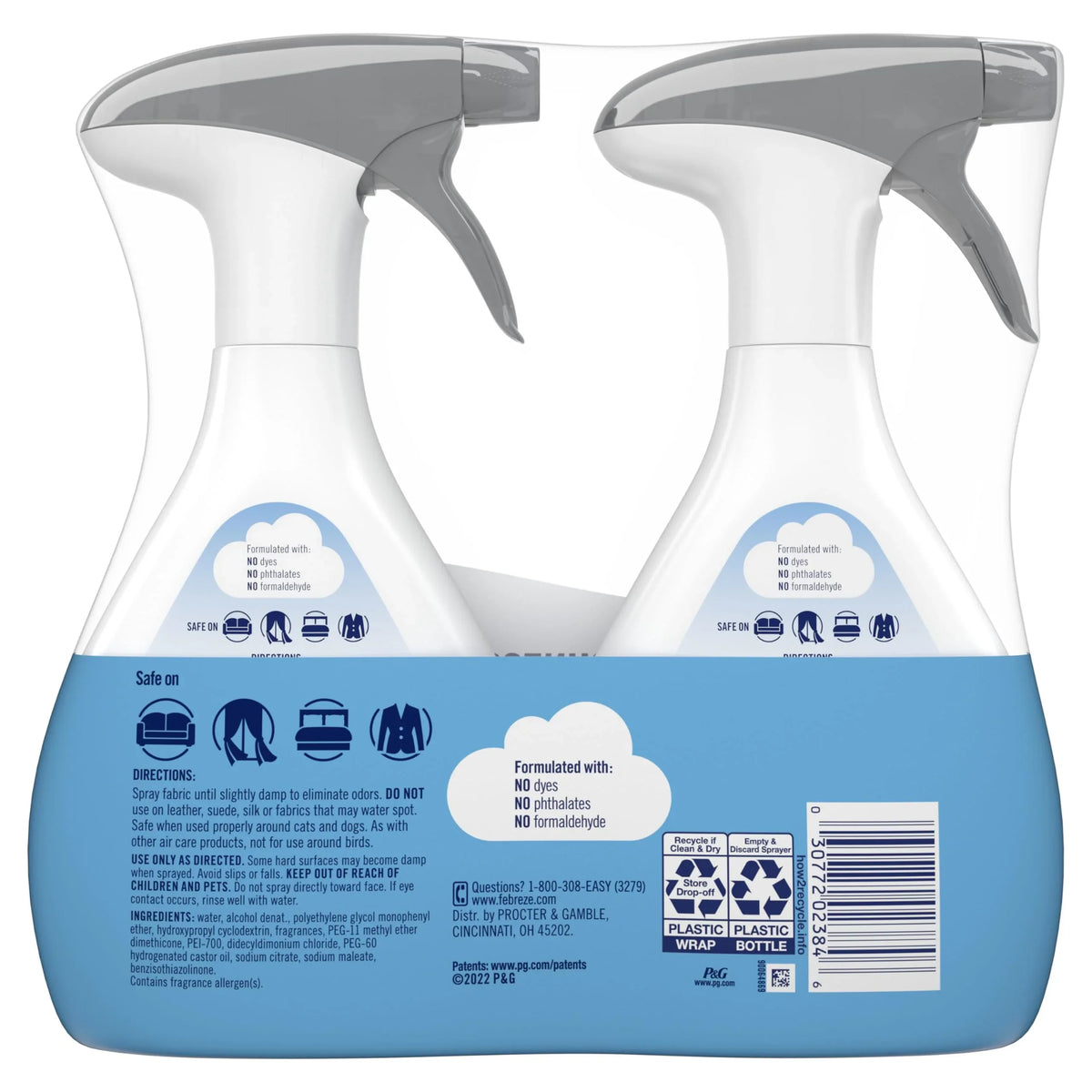 Febreze Fabric Spray, Odor Fighter For Strong Odor, Refresher Spray Plus With Clean Scent, 16.9 Fl Oz (Pack Of 2)