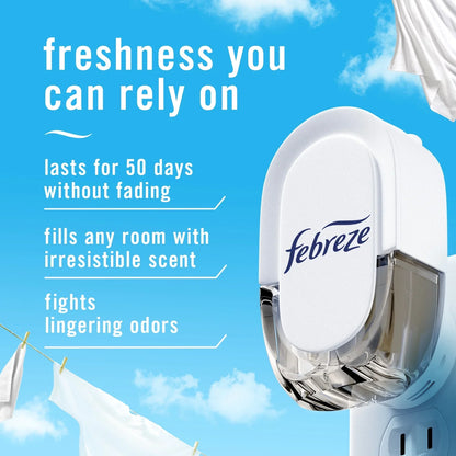 (6 pack) Febreze Plug In Air Freshener, Odor-Fighting Scented Oil Refill, Linen & Sky, 2 Refills