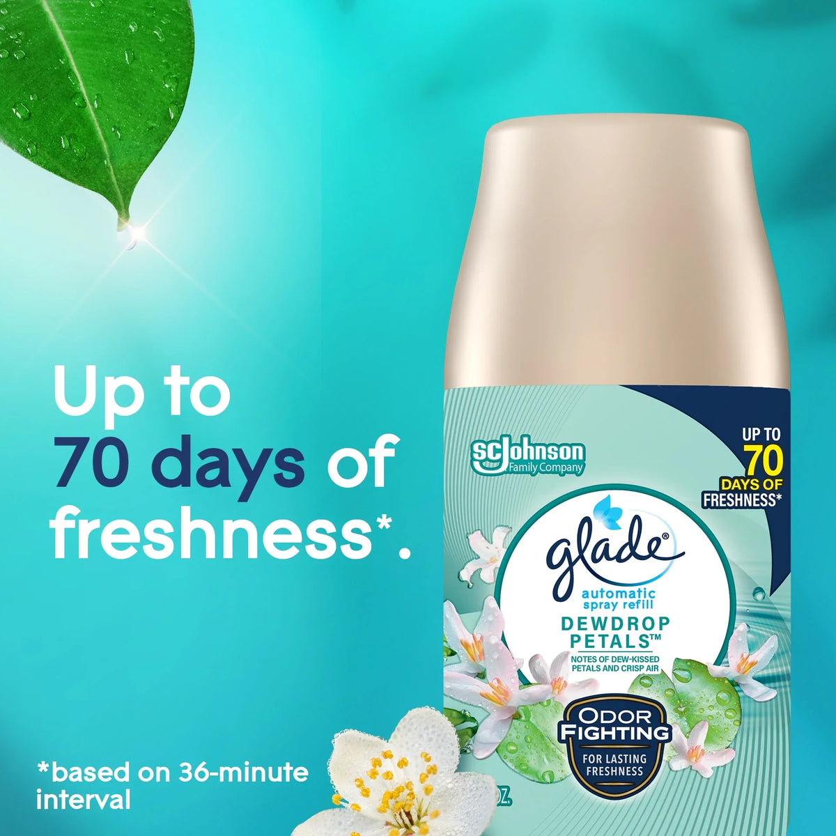 Glade Automatic Spray Air Freshener Refill, Dewdrop Petals, 6.2oz 1pk