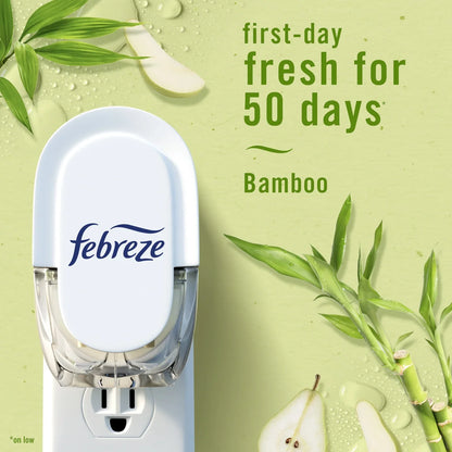 Febreze Plug In Air Freshener, Odor-Fighting Scented Oil Refill, Light Bamboo Scent, 2 Refills
