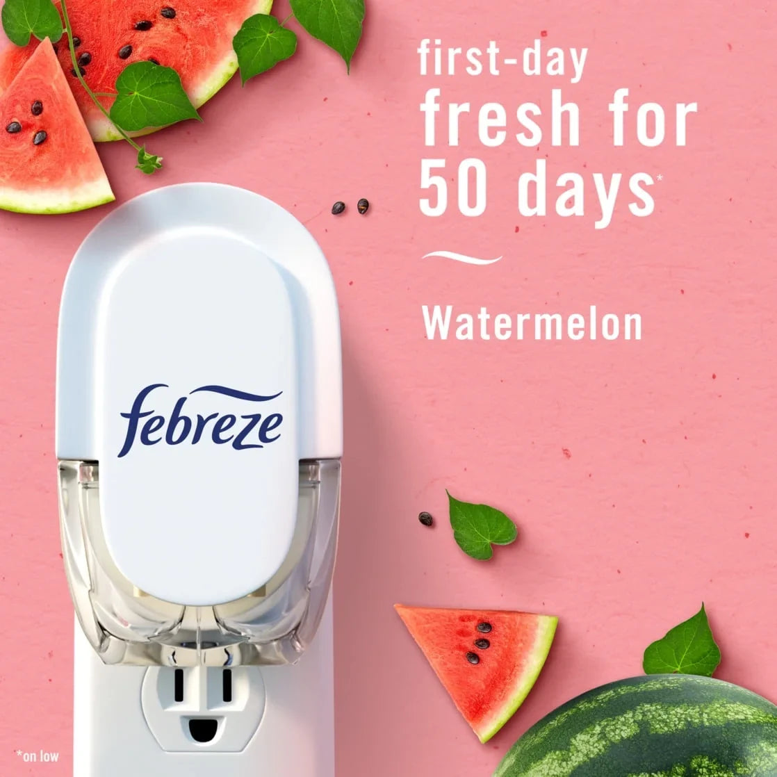 ( 3 Pack ) Febreze Plug In Air Freshener, Odor-Fighting Scented Oil Refill, Watermelon, 1 Refill