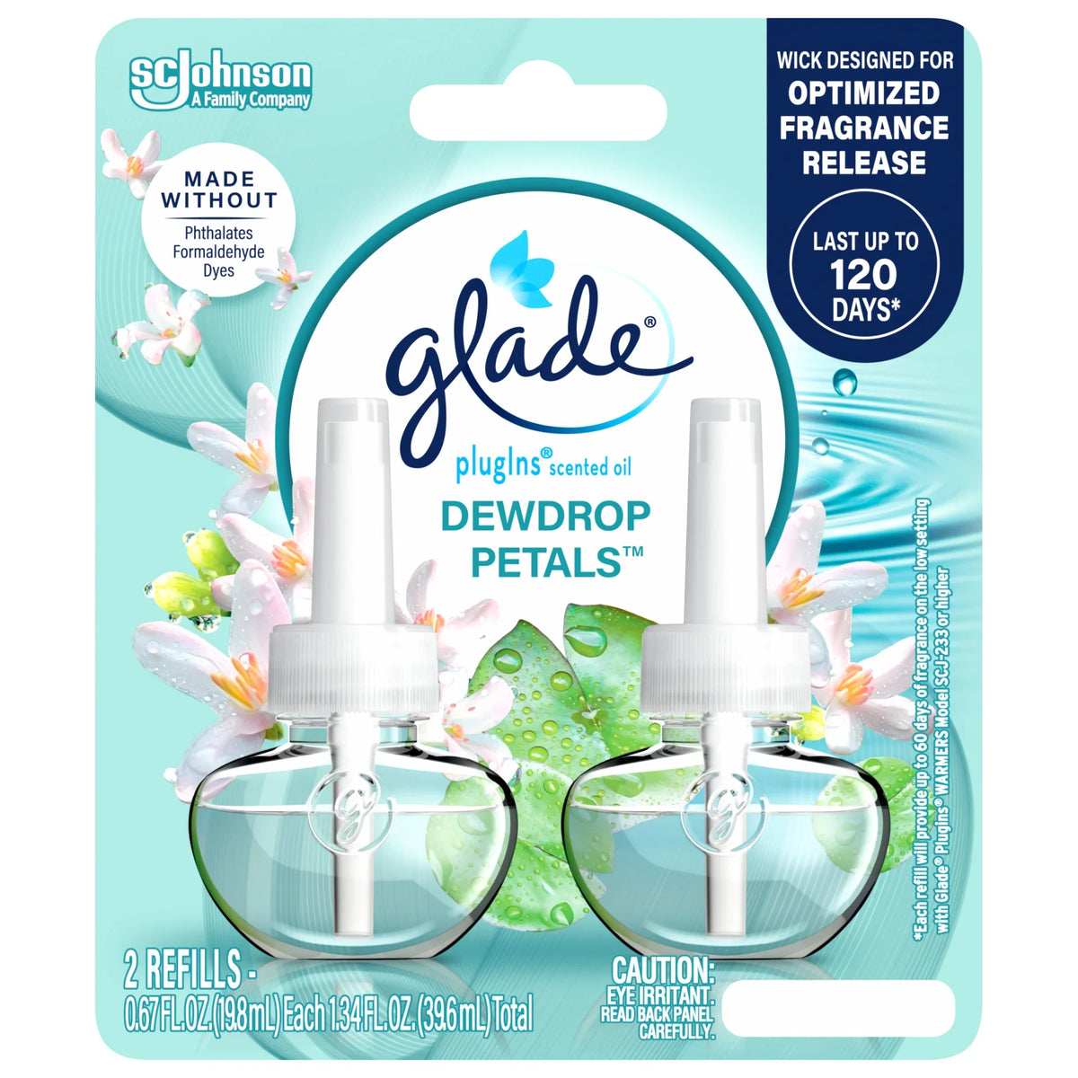 Glade PlugIns Refills Air Freshener, Dewdrop Petals, 1.34 oz, 2 Count