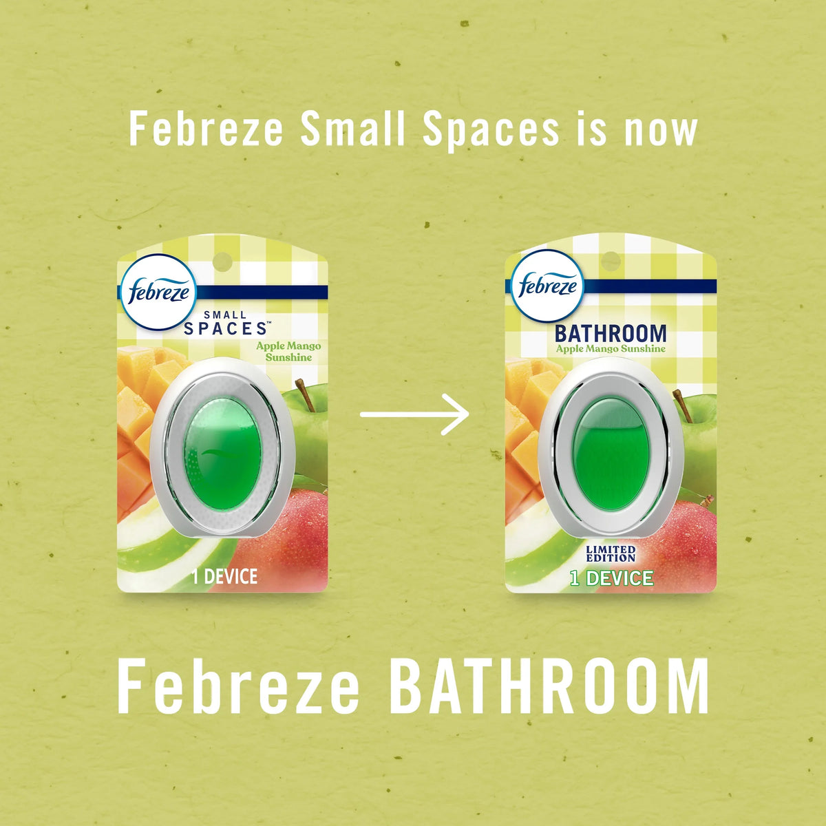 Febreze Bathroom Air Freshener, Small Spaces Odor-Fighting, Apple Mango Sunshine, 2 Count
