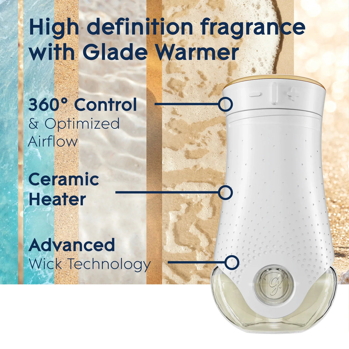 Glade PlugIns Scented Oil 5 Refills, Air Freshener, Aqua Waves, Essential Oil Infused Wall Plug In, 3.35 FL oz, Pack of 5
