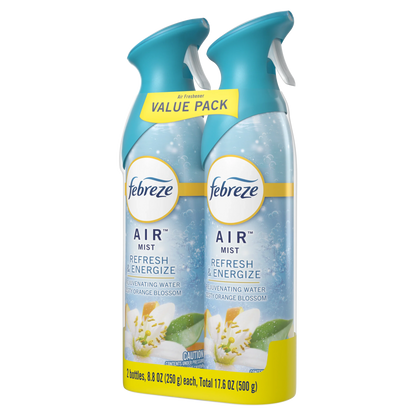 Febreze Air Freshener Spray, Odor-Fighting Room Spray, Refresh & Energize, 8.8oz, 2 Count