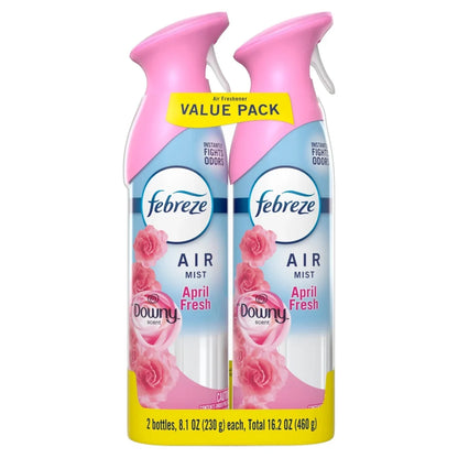 Febreze Air Mist Air Freshener Spray, Downy April Fresh, 8.1oz, 2 Count