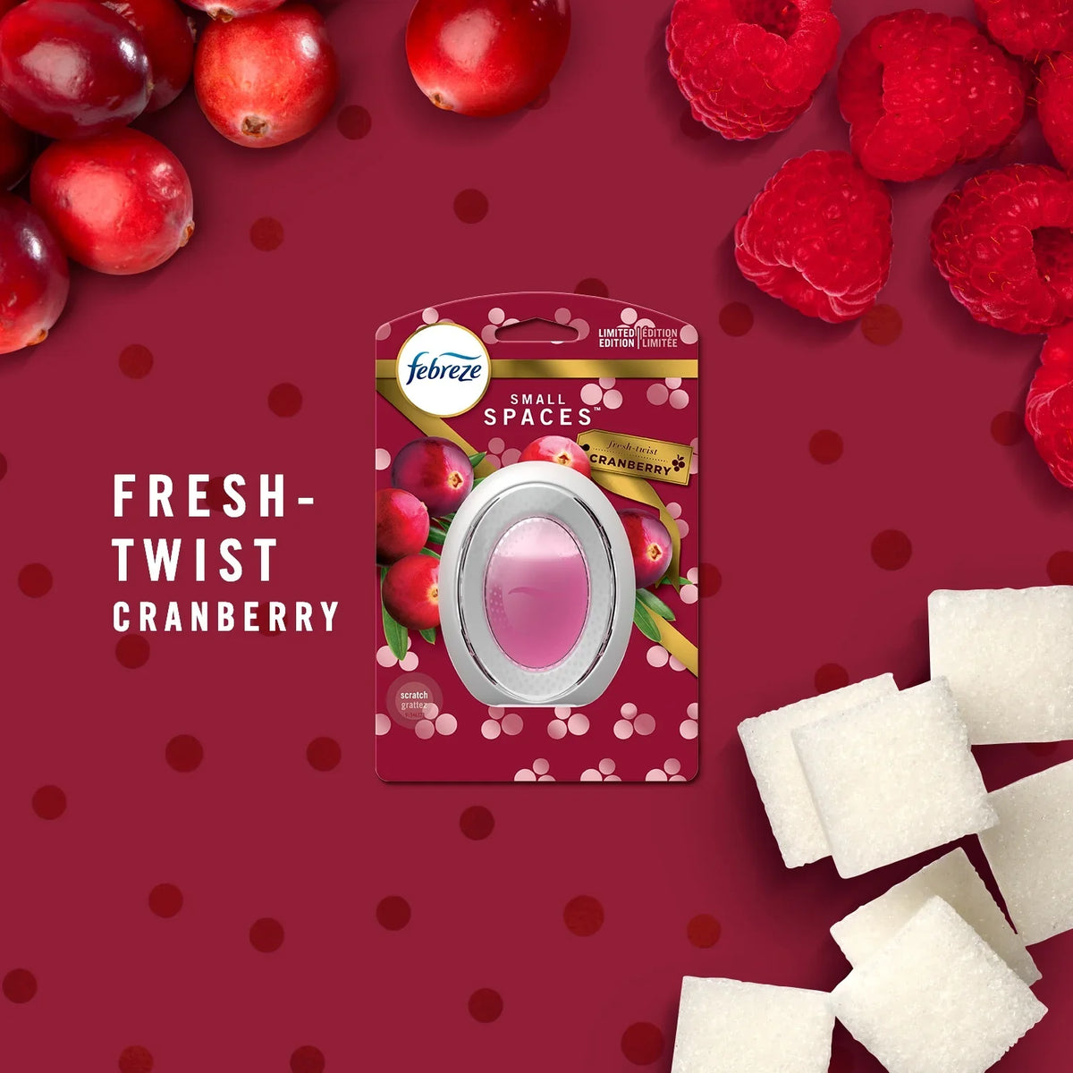Febreze Small Spaces Odor-Eliminating Air Freshener Refill, Cranberry, 2 Ct