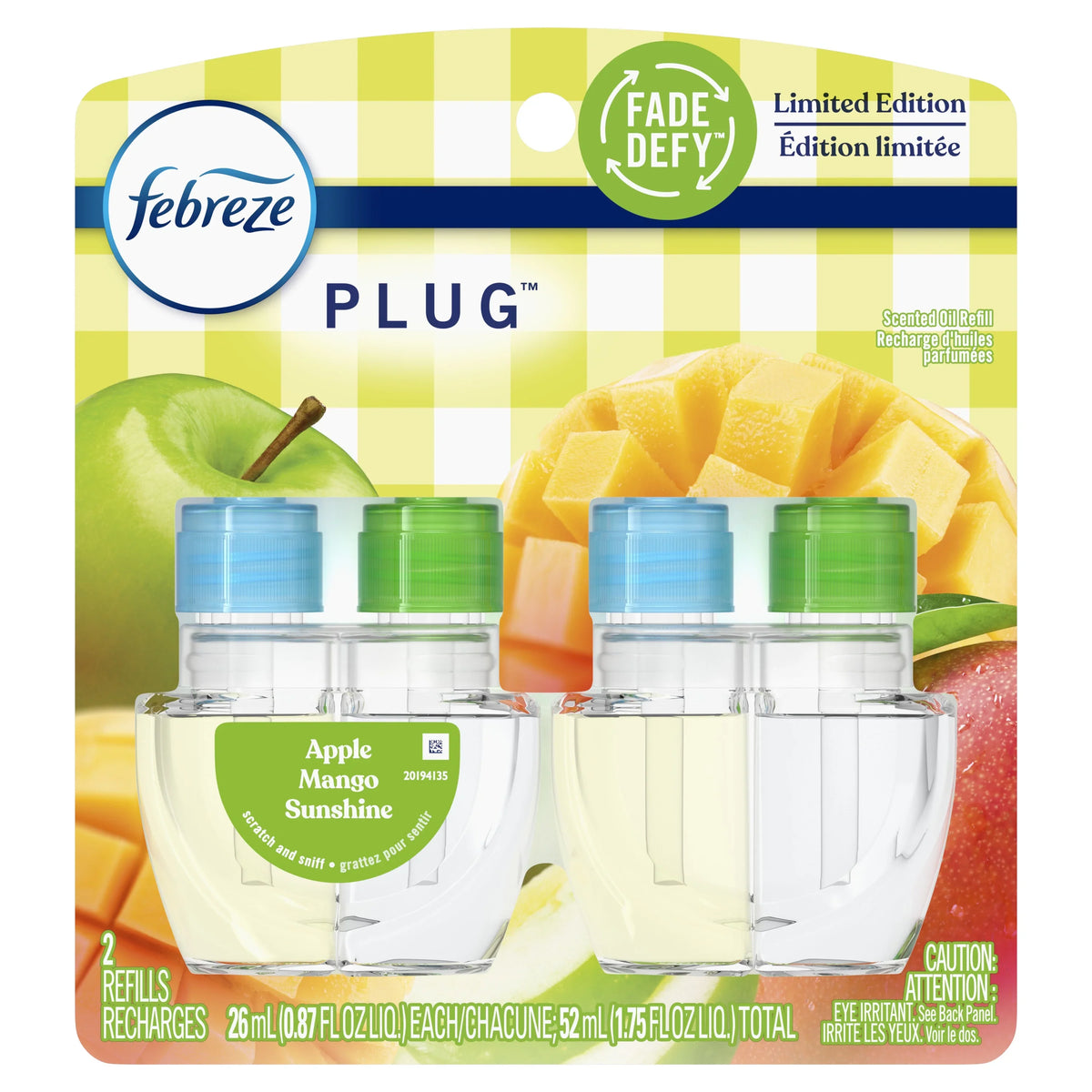 (3 pack) Febreze Air Freshener PLUG Refills, Apple Mango Sunrise, 1.75 fl oz