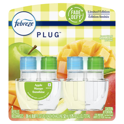 (3 pack) Febreze Air Freshener PLUG Refills, Apple Mango Sunrise, 1.75 fl oz