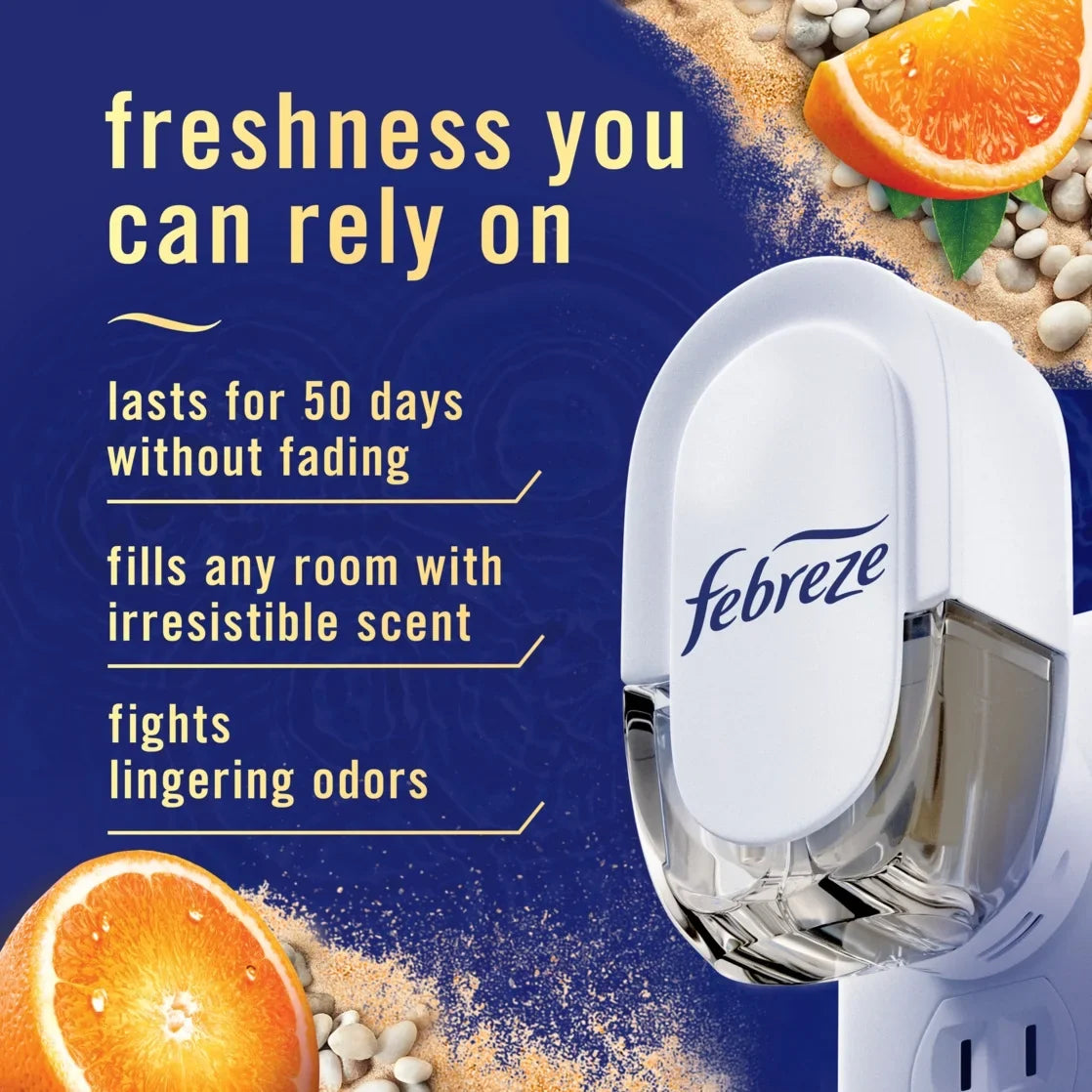 Febreze Plug In Air Freshener, Odor-Fighting Scented Oil Refill, Tranquil Cyprus Coves Scent, 2 Refills