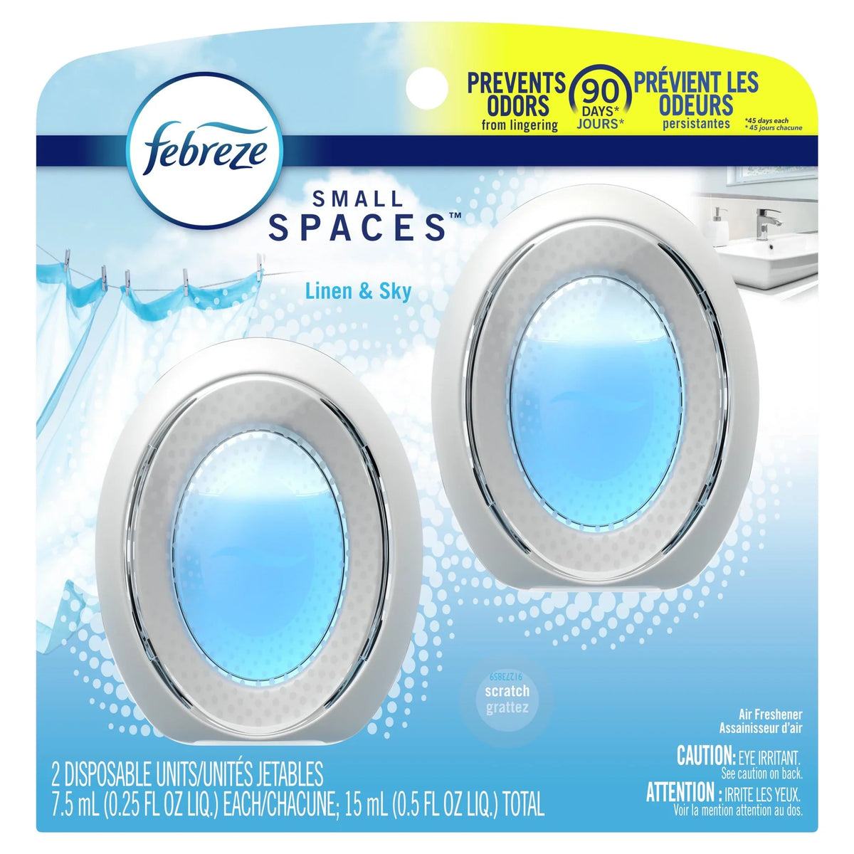 Febreze Linen/Sky Small Spaces - Liquid - 25 fl oz (0.8 quart) - Linen & Sky - 45 Day - 2 / Pack | Bundle of 2 Packs