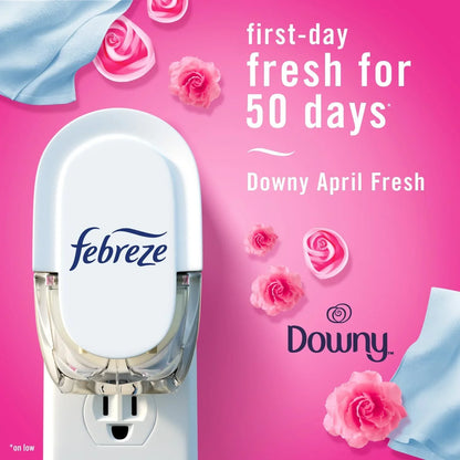 Febreze Plug In Air Freshener, Odor-Fighting Scented Oil Refill, Air Fresheners for Home and Bathroom and Kitchen, Long Lasting for Strong Odors, Downy April Fresh Scent, 0.87oz Refills, 3 Count