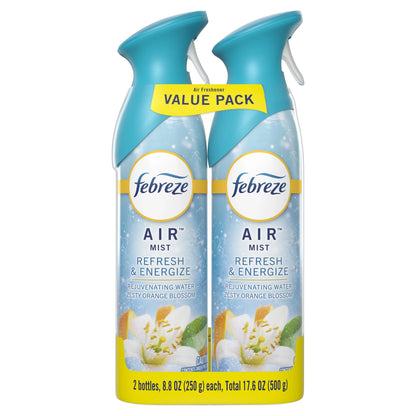 Febreze Air Freshener Spray, Odor-Fighting Room Spray, Refresh & Energize, 8.8oz, 2 Count