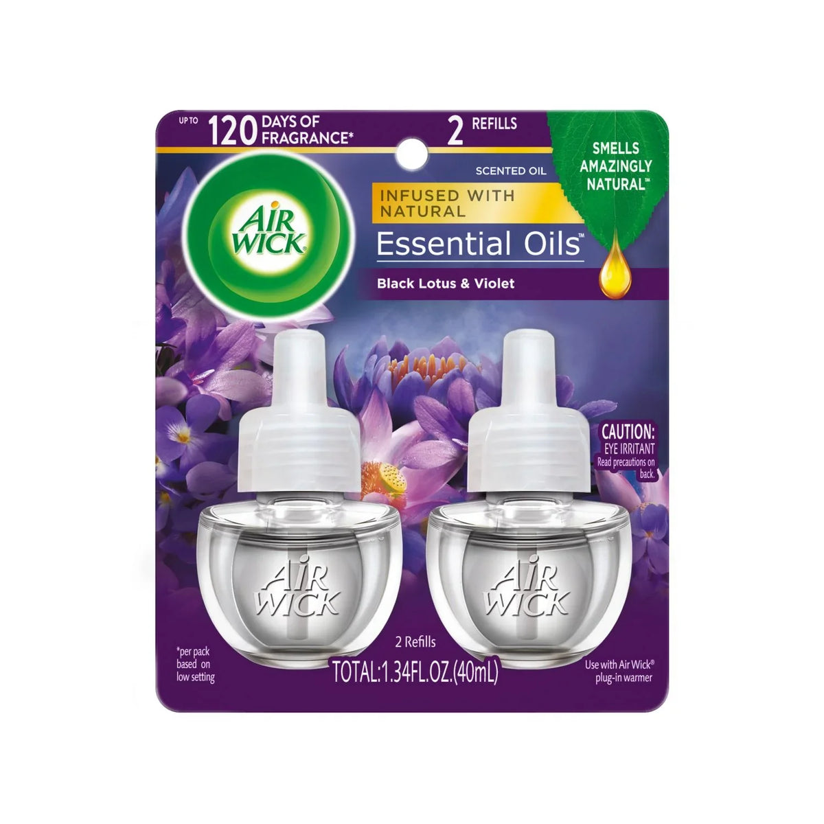 Air Wick Plug-In Scented Oil Air Freshener Warmer Refills, Black Lotus and Violet, 2 Count