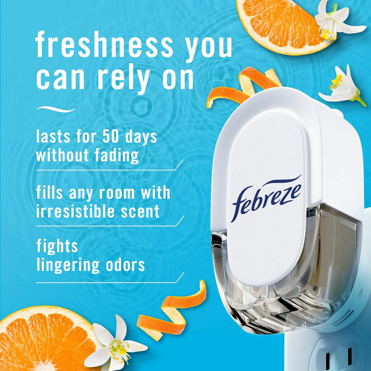 Febreze Plug In Air Freshener, Odor-Fighting Scented Oil Refill, Refresh & Energize, 2 Refill