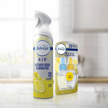 Febreze Kitchen Fade Defy Plug Air Freshener Fresh Lemon Scent - 2pk