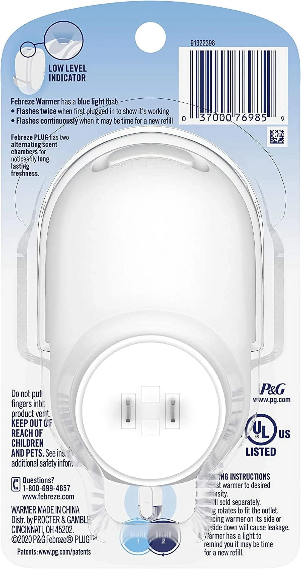 Febreze Plug In Air Freshener Fade Defy Plugs, Scented Oil Warmer, 4 Pack