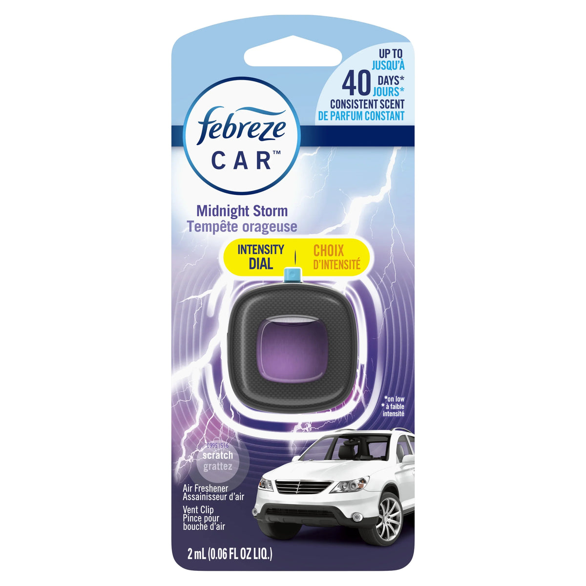Febreze Car Air Freshener Vent Clip, Midnight Storm, 1 count