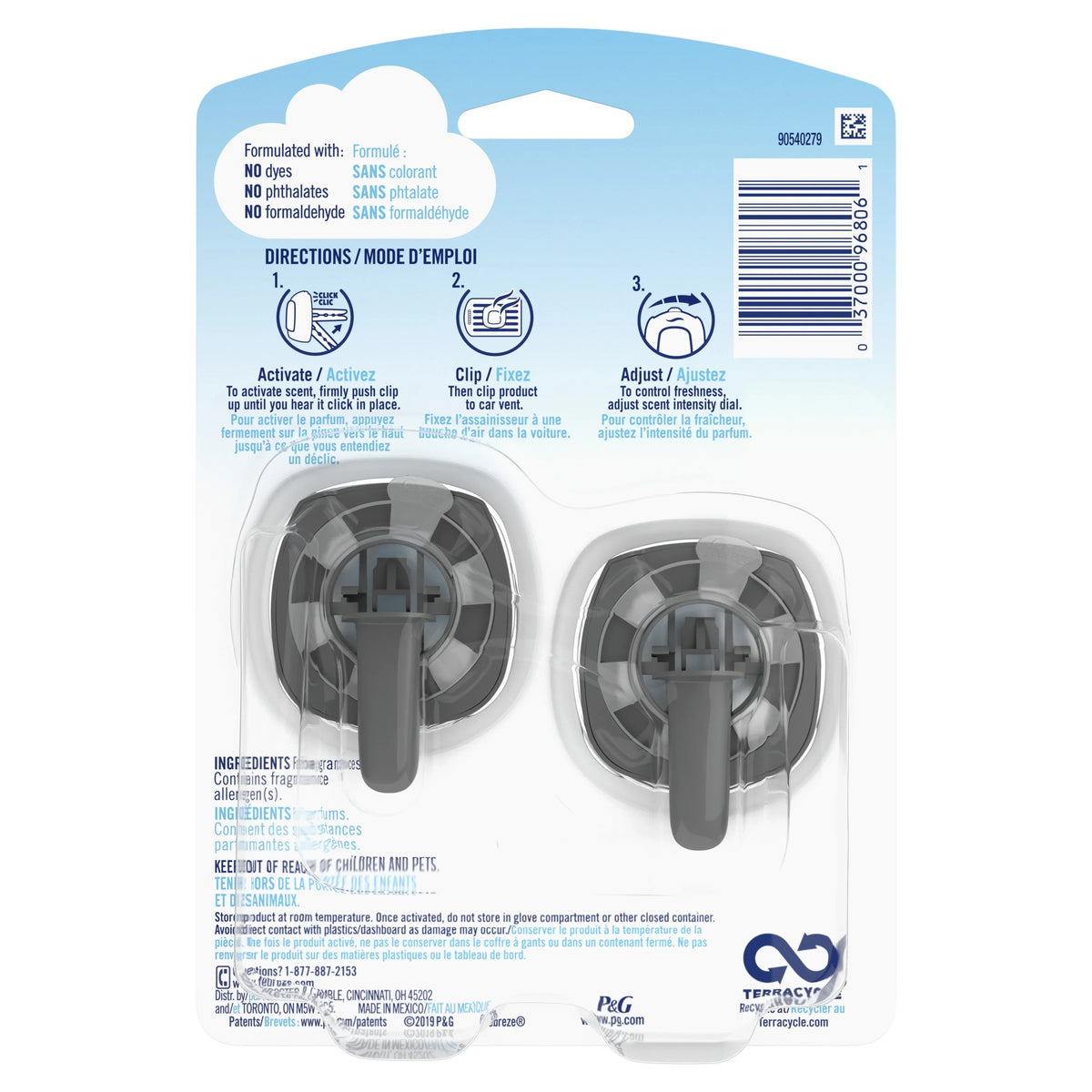 Febreze Car Odor Eliminating Air Freshener, Midnight Storm, 2 Count
