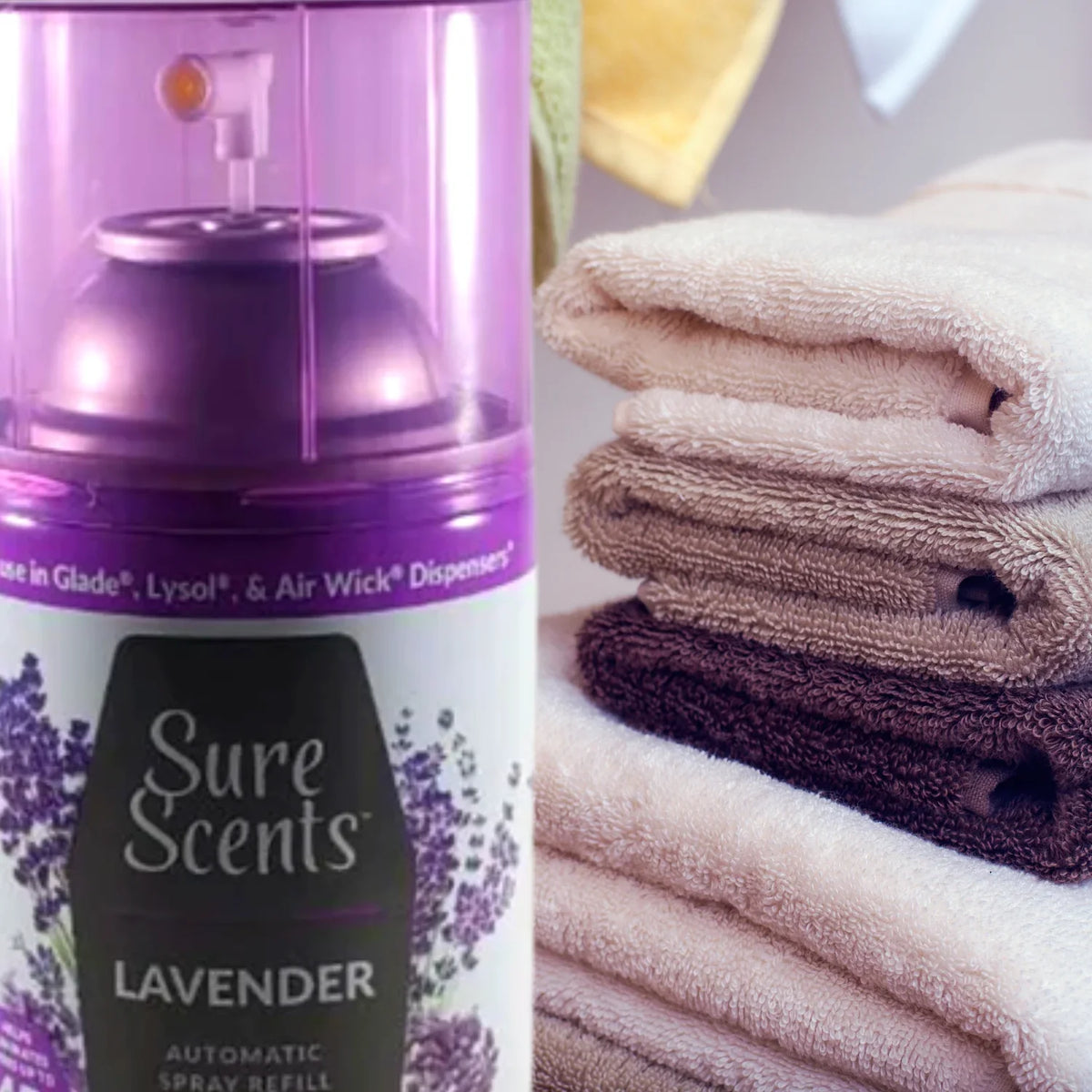Sure Scents Lavender Hawaiian Mist Fresh Linen Automatic Spray Refill Air Freshener Eliminate Odors Long Lasting Home Fragrance, 4.5oz Each Bottle - Set of 3