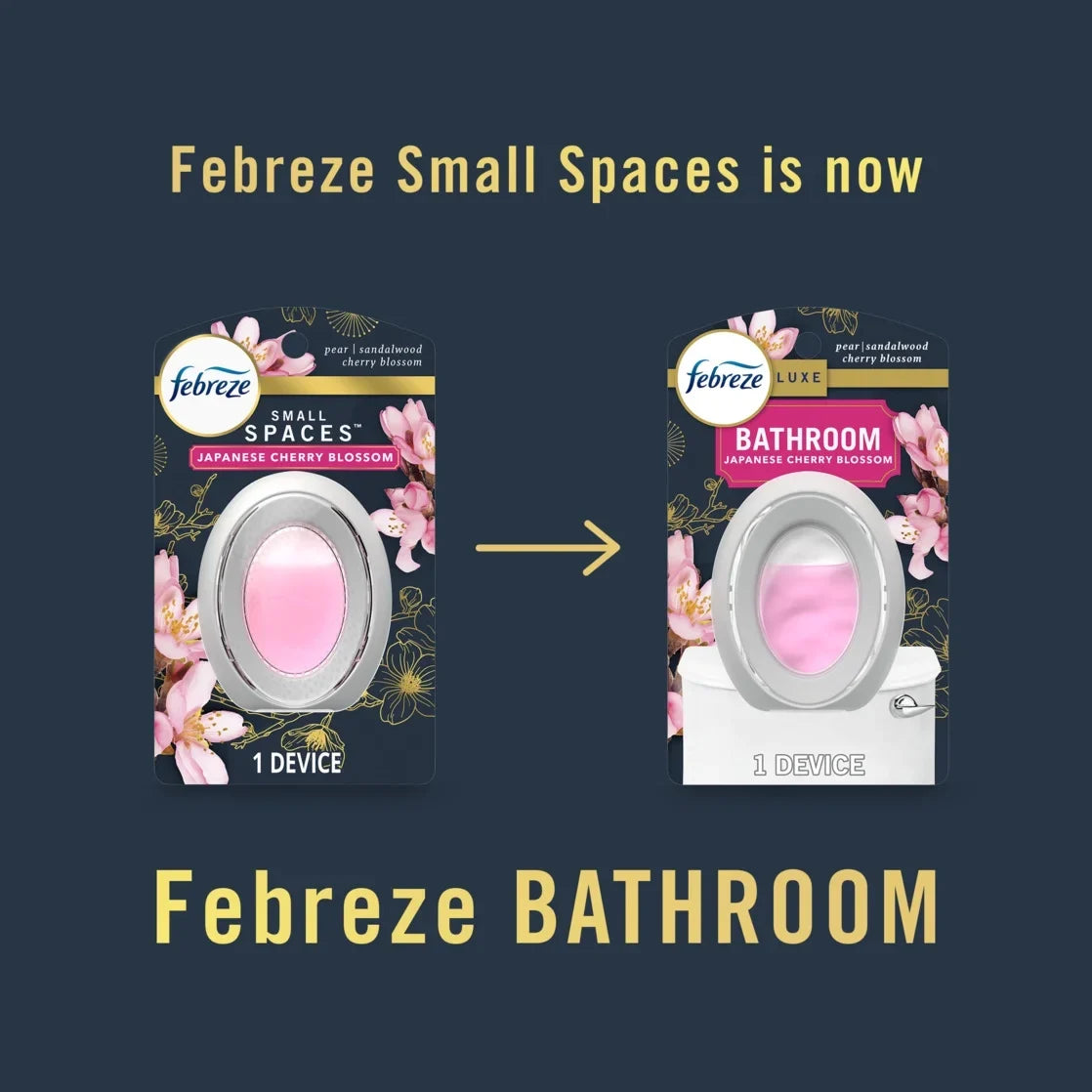 Febreze Bathroom Air Freshener, Odor-Fighting, Japanese Cherry Blossom Scent, 1 Count