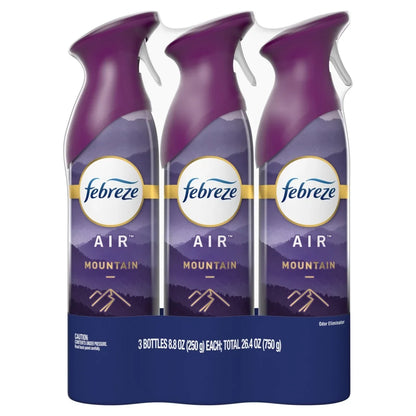Febreze Air Freshener Spray Mountain Scent, Odor-Fighting, 8.8oz, 3 Count