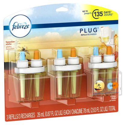 Febreze Plug Scented Oil Refill, Hawaiian Aloha, 3 count