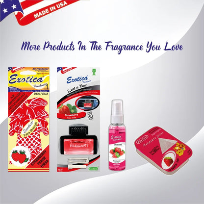 Exotica Car Air Freshener | Spill-proof Can | Organic | For Home & Auto | Long Lasting Freshness | (Pack of 12) (Strawberry)
