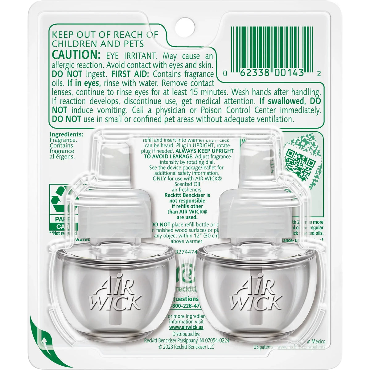 Air Wick Vibrant Plug-In Scented Oil Air Freshener Warmer Refills, White Gardenia and Plumeria, 2 Count