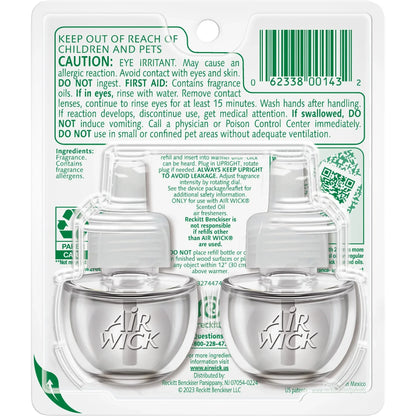 Air Wick Vibrant Plug-In Scented Oil Air Freshener Warmer Refills, White Gardenia and Plumeria, 2 Count