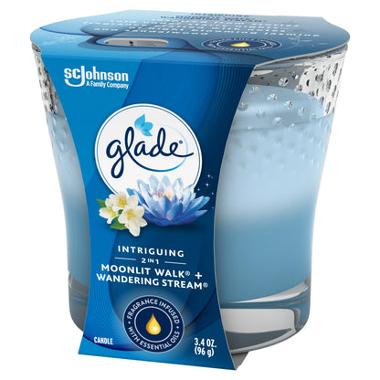 Glade 2in1 Jar Candle 1 ct, Moonlit Walk & Wandering Stream, 3.4 oz. Total, Air Freshener