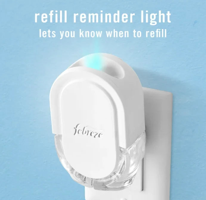 Febreze Air Freshener Plug In, Wall Diffuser, Plug in Air Fresheners for home, Unstopables Fresh Scent, Odor Fighter for Strong Odors, 1 Warmer + 2 Oil Refills-Ambientador enchufable