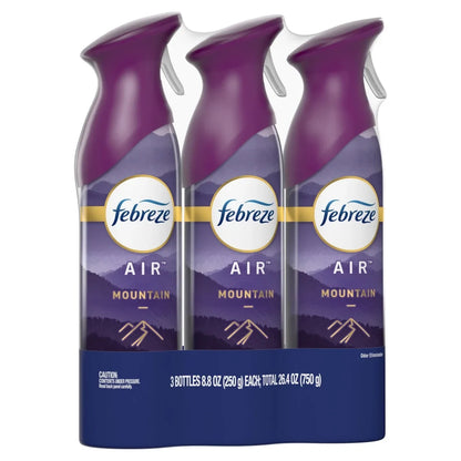 Febreze Air Freshener Spray Mountain Scent, Odor-Fighting, 8.8oz, 3 Count