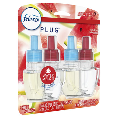Febreze Odor-Fighting Plug Air Freshener Watermelon, (2) .87 fl oz Oil Refills