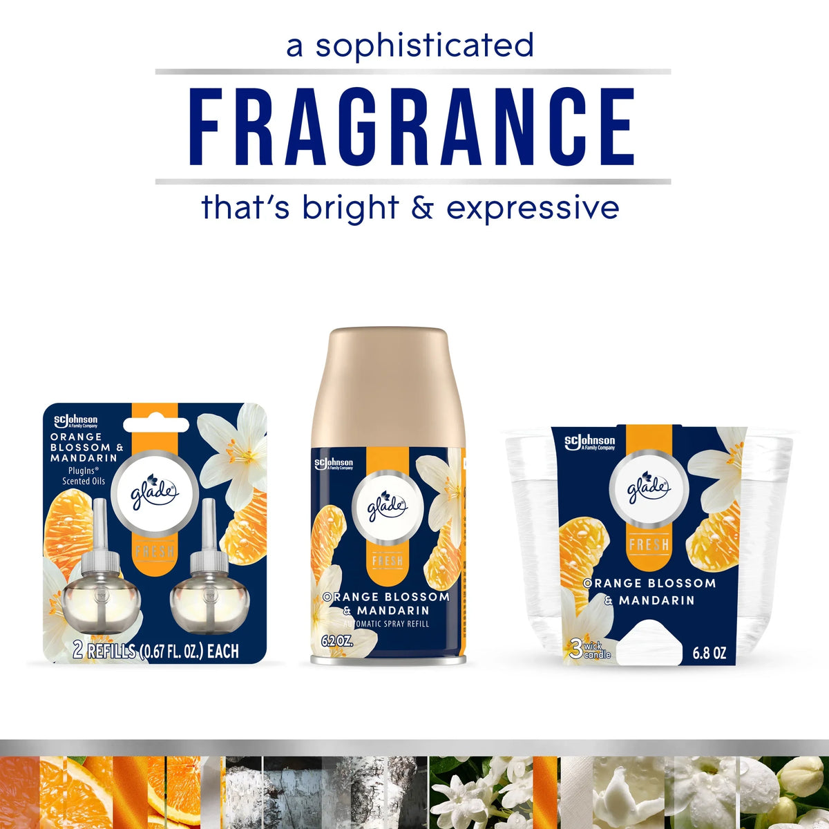 Glade Candles Orange Blossom & Mandarin Scent Fresh Collection 8.16 oz Pack of 2