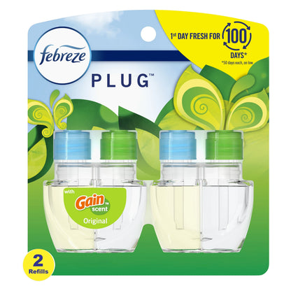 (6 pack) Febreze Plug In Air Freshener, Odor-Fighting Scented Oil Refill, Gain Scent, 2 Refills
