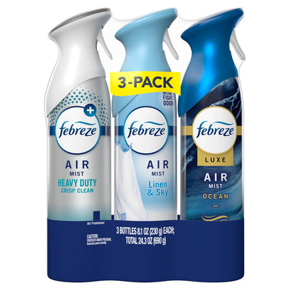 Febreze Air Mist Spray, Heavy Duty, Ocean, Linen & Sky, 8.1oz, 3 Count