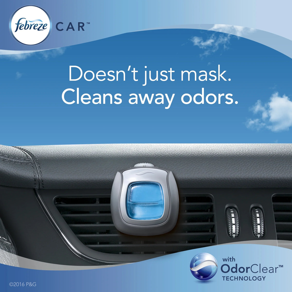 Febreze Car Air Freshener Vent Clip, Bora Bora Waters, 2 Count