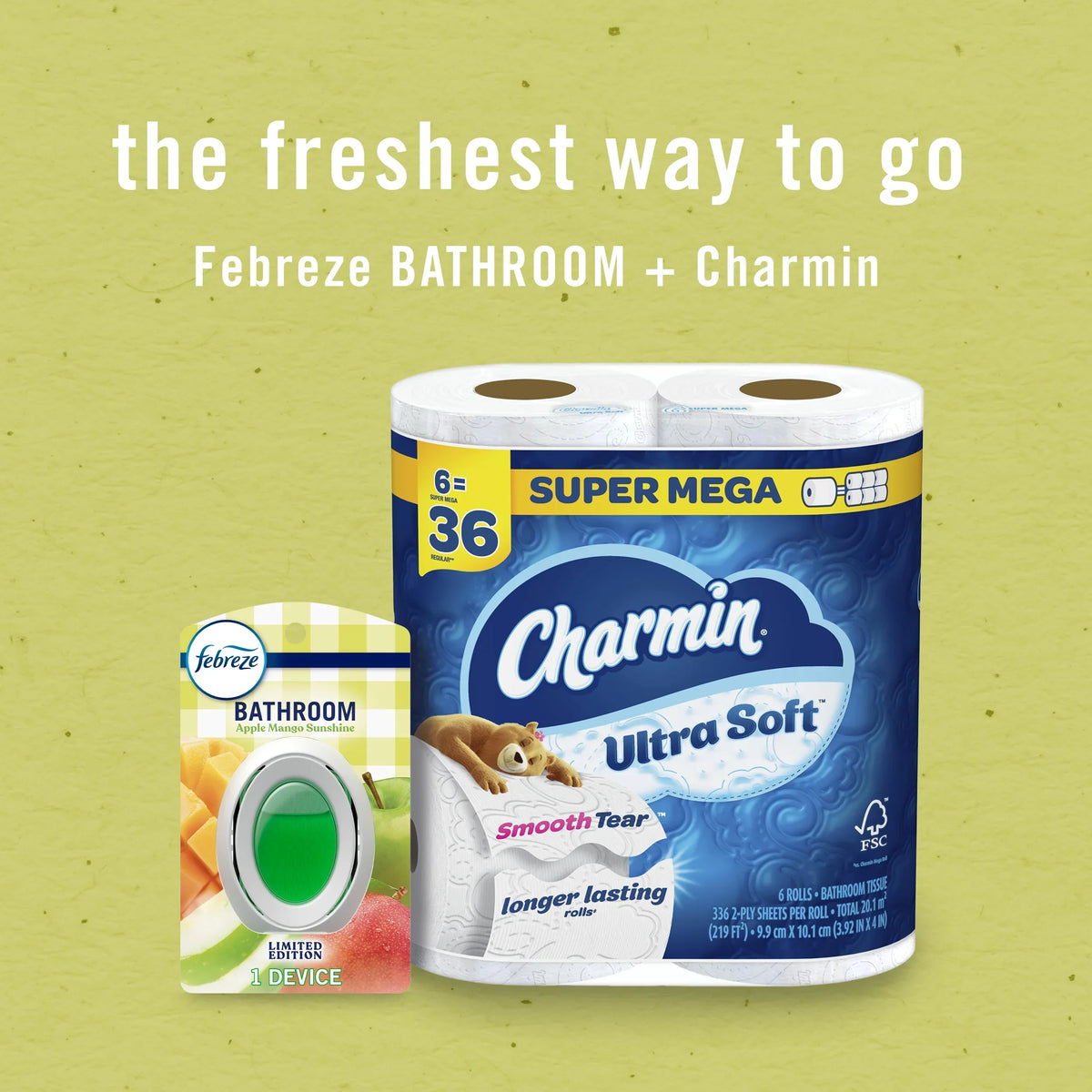Febreze Bathroom Air Freshener, Small Spaces Odor-Fighting, Apple Mango Sunshine, 2 Count