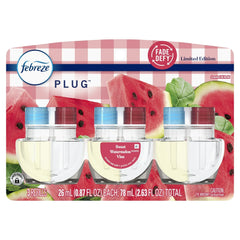 Febreze Plug In Air Freshener, Odor-Fighting Oil Refill, Sweet Watermelon Vine, (4 Pack of 3 Refills)