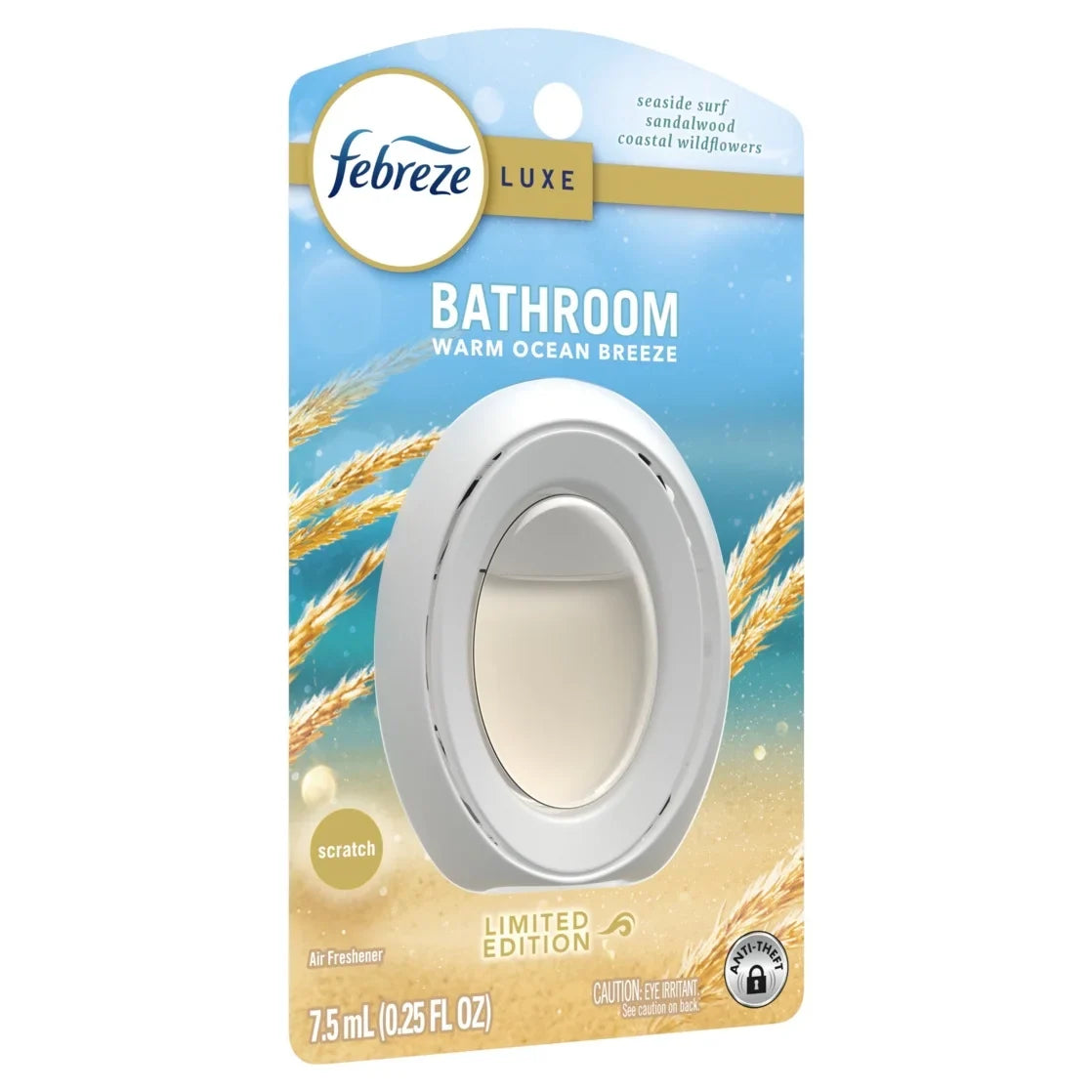 Febreze Bathroom Air Freshener, Small Spaces Odor-Fighting, Warm Ocean Breeze Scent, 1 Count
