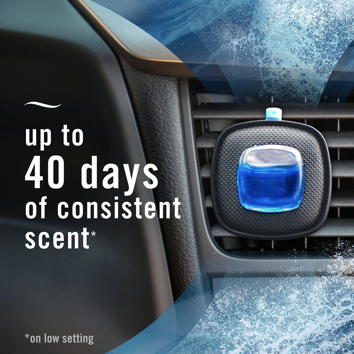 Febreze Car Air Freshener, Odor-Fighting Auto Car Vent Clip, Ocean, 2 Count